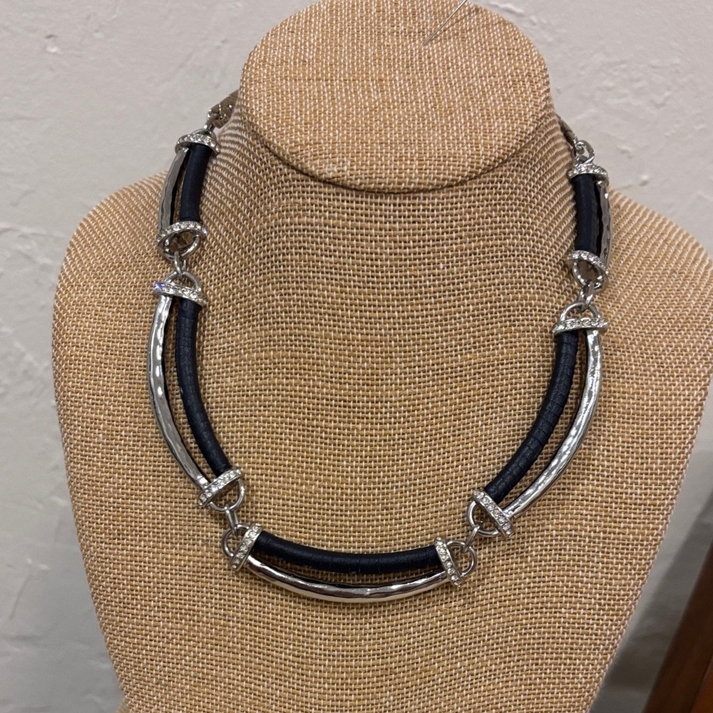 Hero‎ Metal + Leather Collar Necklace. New